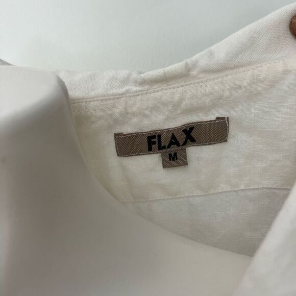 Flax 100% Linen white Button down shirt - Picture 4 of 6